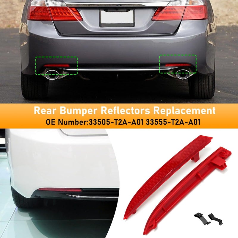 Abodvu Compatible with Honda Accord Sedan Rear Bumper Reflectors 2013-2015,Left Driver & Right Passenger Side Rear Bumper Red Marker Trims,Back Reflector W/O Bulbs Replace for 9th Gen Accord(1Pair) - Image 3